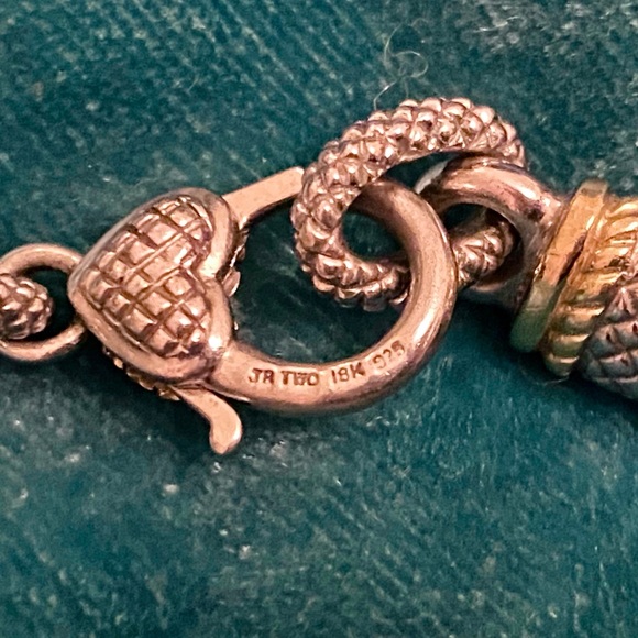 Judith Ripka 18k / Sterling Silver Leather Cord Necklace with Heart Clasp - Picture 7 of 8